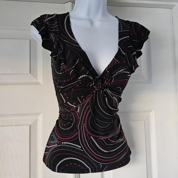 American Vintage Tops - Vintage y2k 2000s whimsigoth fairy ruffle bust cap sleeve blouse